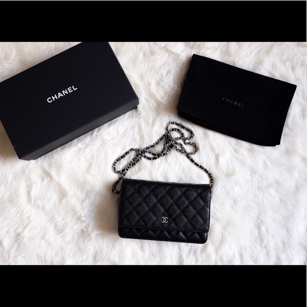 ✖️SOLD Chanel Black Caviar SHW Wallet On Chain WOC